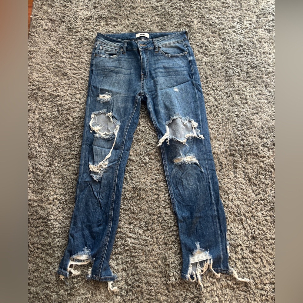 Just Black Ripped Blue Skinny Jeans